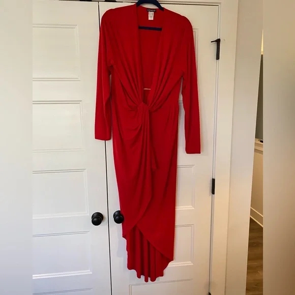 venus clothing red dresses VENUS Flutter Sleeve Maxi Dress | Rose Red